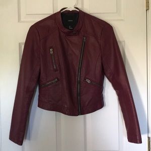 Maroon Faux Leather Jacket